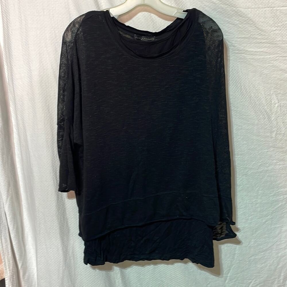 Grace Elements 1x black layered tank sweater overlay 3/4 sleeves nwt hi low